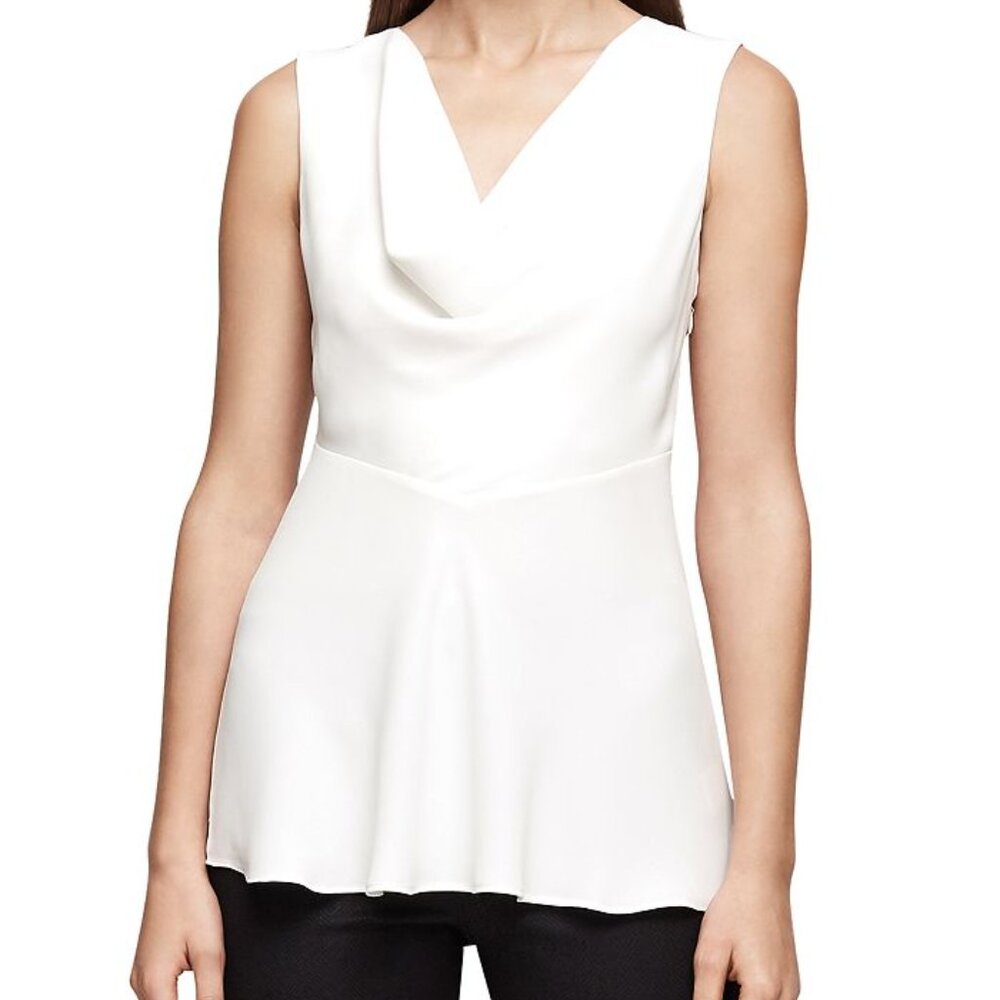 REISS Reina Cowl-Neck Top – Ivory